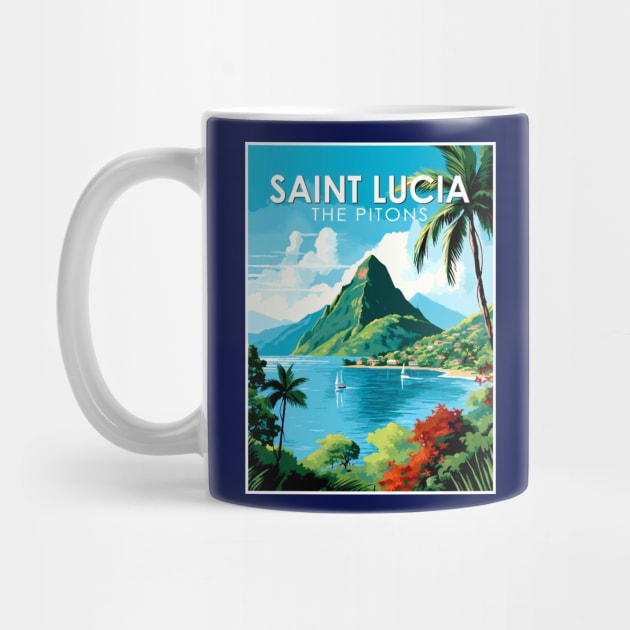 Saint Lucia The Pitons Travel and Tourism advertising Print by posterbobs